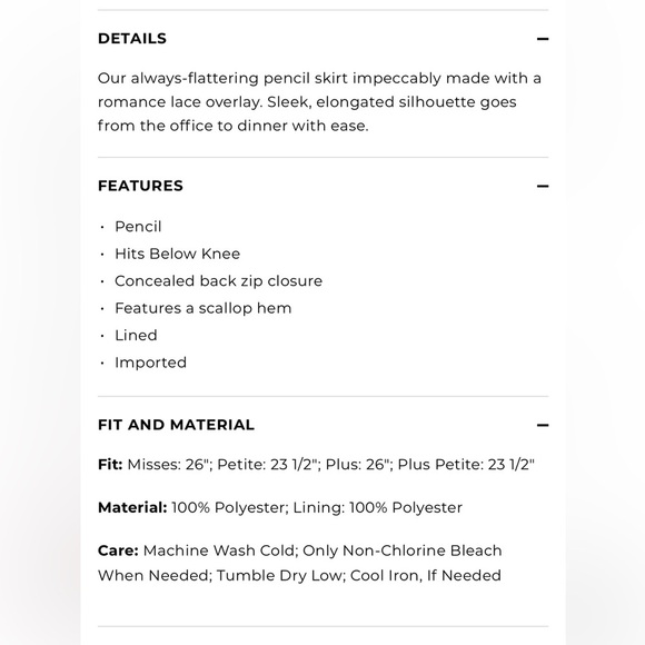 Talbots NWT black lace pencil skirt Size 16 - Picture 14 of 14